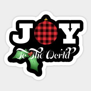 JOY TO THE WORLD COUNTRY PLAID ORNAMENT AND HOLLY Sticker